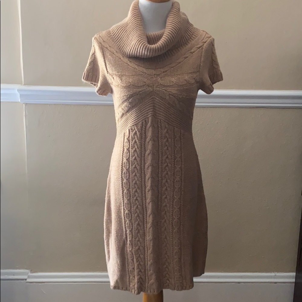Cowl neck sweater dress